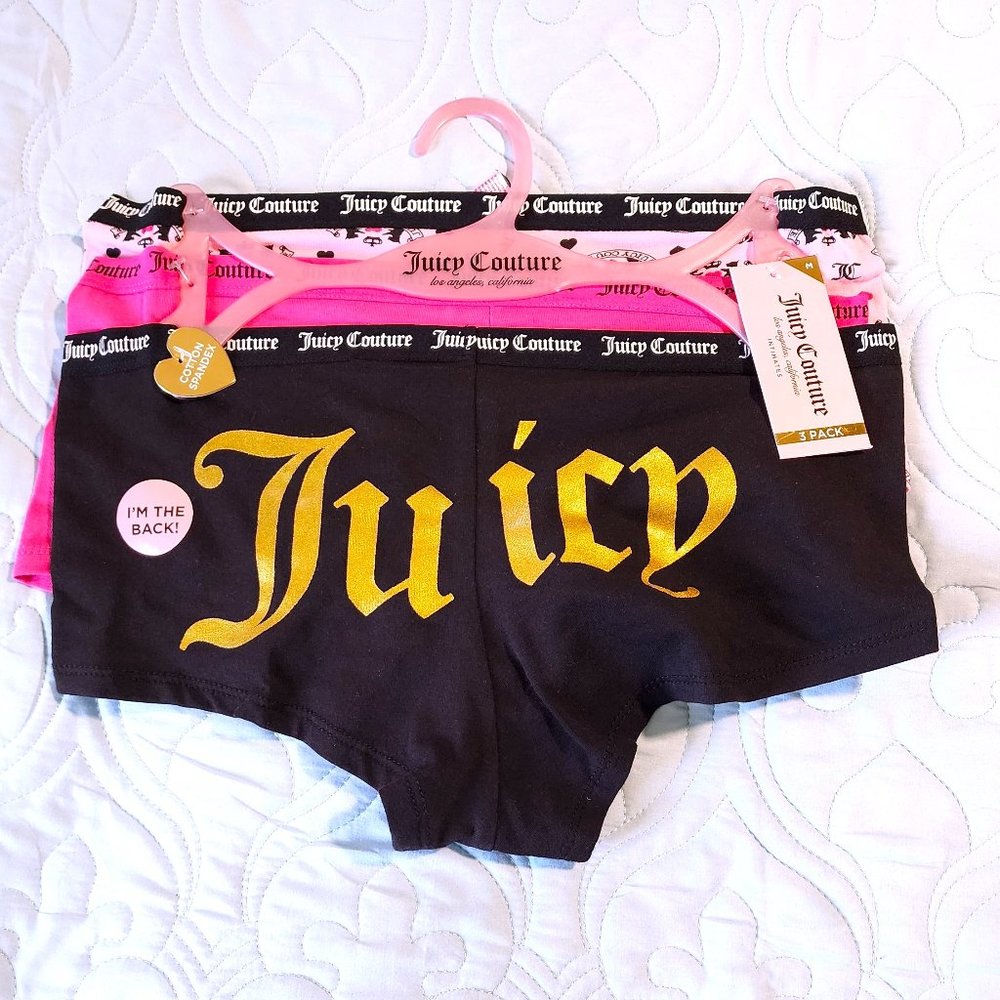 JUICY COUTURE Boyshort MEDIUM 3 pack Regular Size Panties for Women NWT